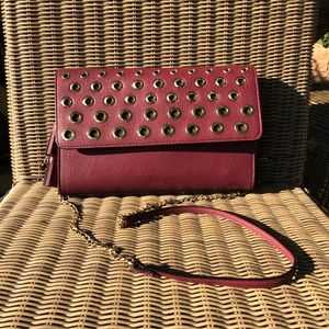 NEIMAN MARCUS Maroon Gold Leather Crossbody Bag